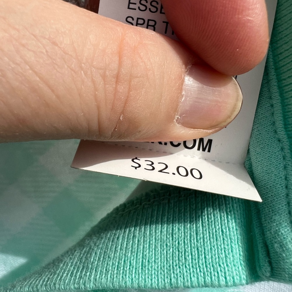 NWT Kim Rogers Cute Green White Gingham Check 3/4 Sleeve Cotton Top - Picture 3 of 4